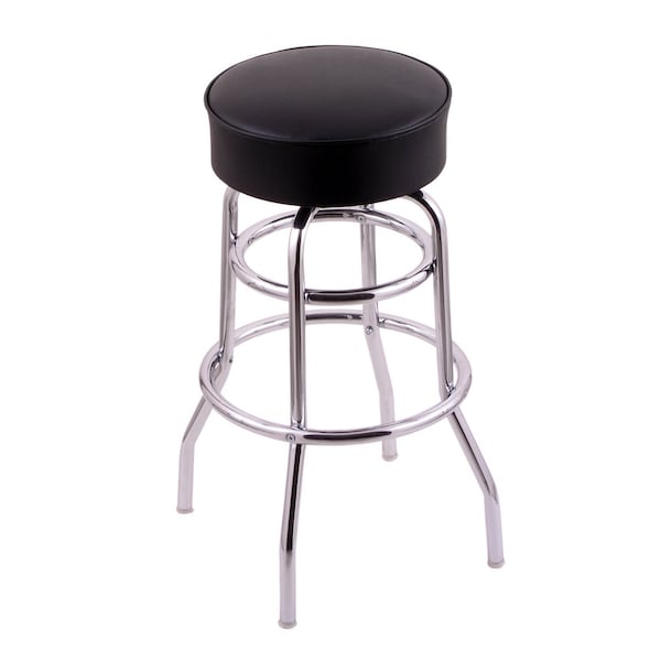 25" Counter Stool, Chrome Finish, Black Vinyl Seat, 360 Swivel